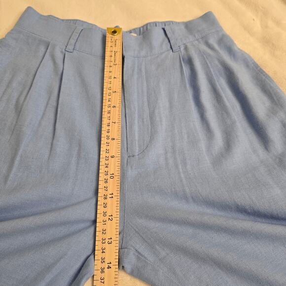 Abercrombie & Fitch Linen Blend Wide Leg Pants Blue Sz M High Rise Resortwear - Picture 6 of 11